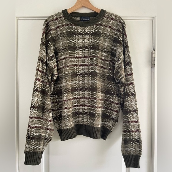 Vintage Basic Editions Green Plaid Sweater - L - Picture 1 of 3